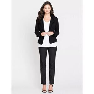 Nic + Zoe Womens Work Stretch Pant Black Onyx Broken Stripe 4P Pull On Formals